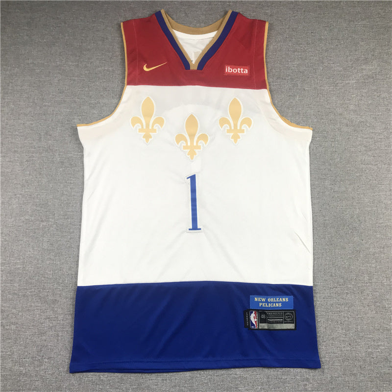 New Orleans Pelicans #1 Zion Williamson 21 Pelicans 1 New White City Edition Style 2