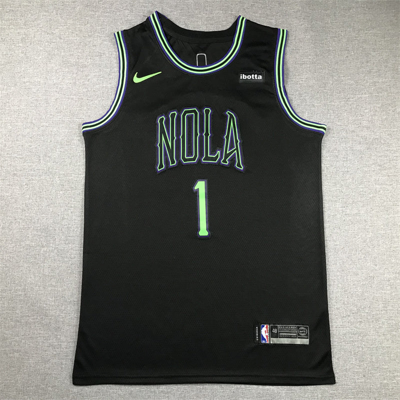 New Orleans Pelicans #1 Zion Williamson Pelicans 1 Black City S-XXL Style 2