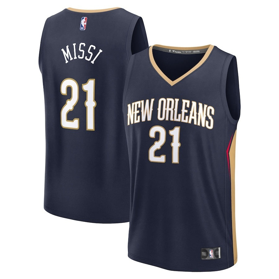 New Orleans Pelicans #21 Yves Missi 2024 NBA Draft Fast Break Player Jersey - Icon Edition - Navy