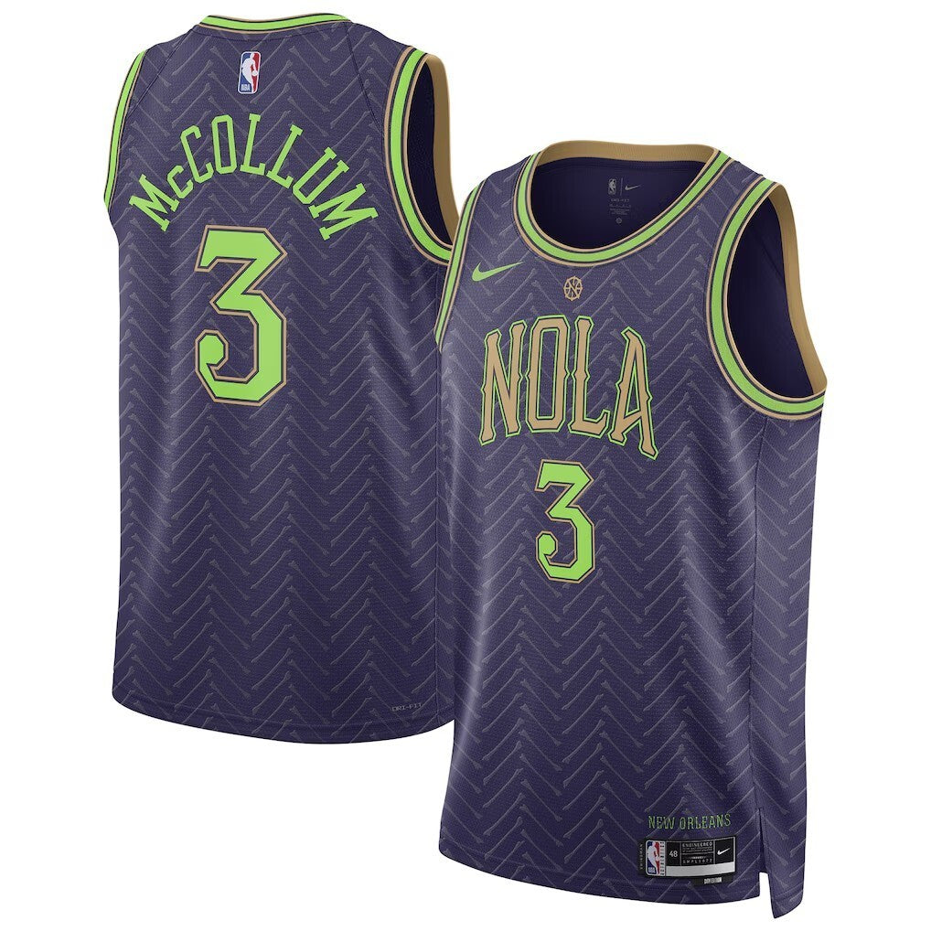 New Orleans Pelicans #3 CJ McCollum Unisex 202425 Swingman Player Jersey - City Edition - Purple