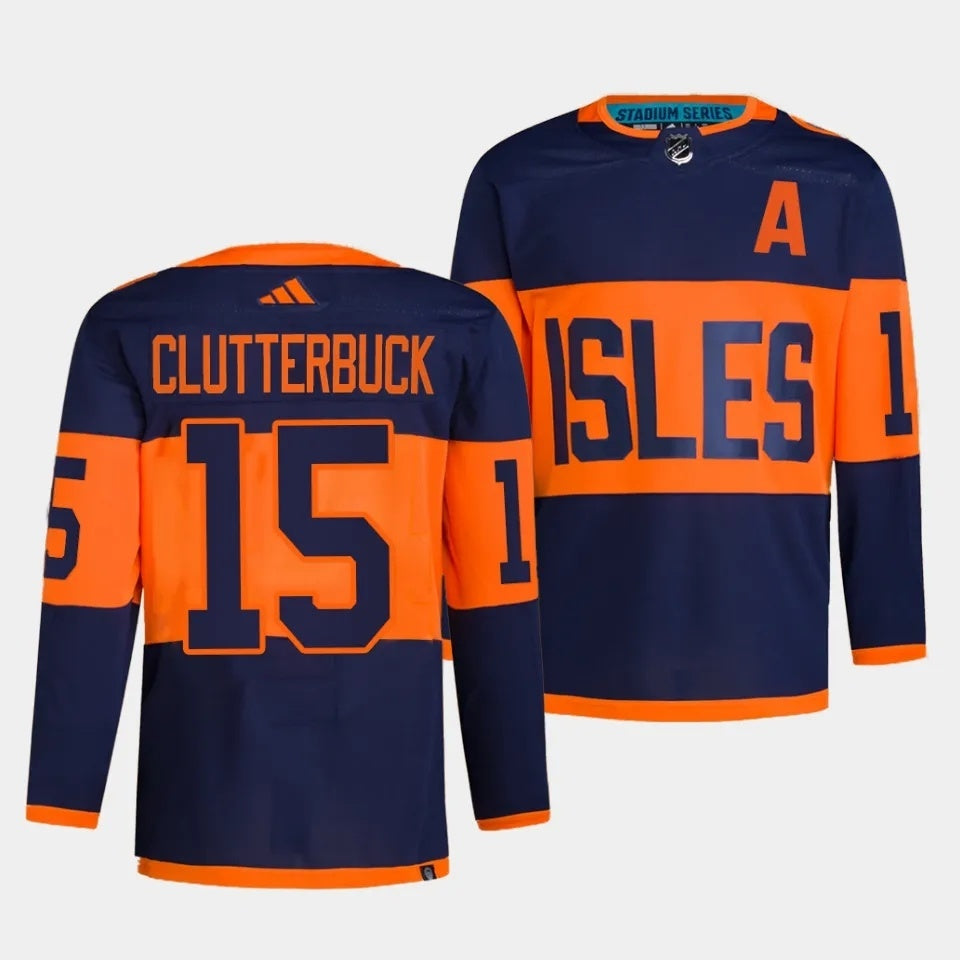 New York Islanders #15 Cal Clutterbuck 2024 NHL Stadium Series Navy Jersey