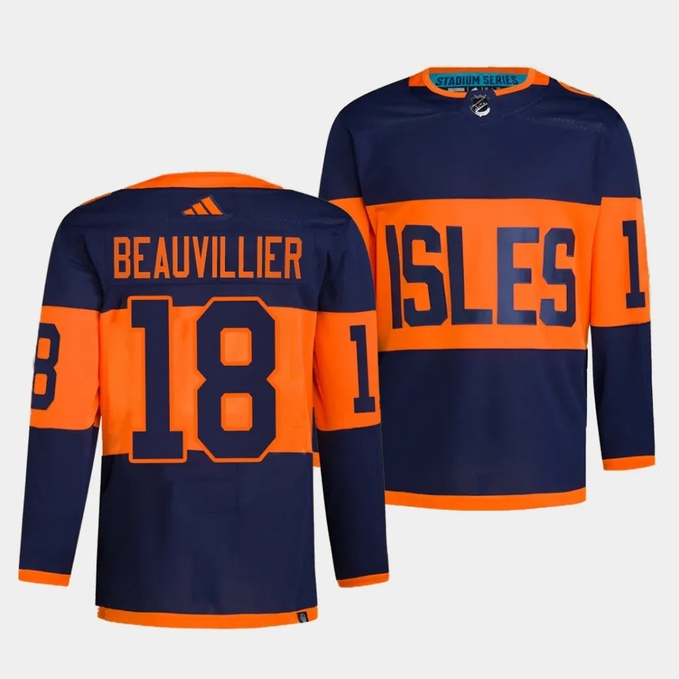 New York Islanders #18 Anthony Beauvillier 2024 NHL Stadium Series Navy Jersey