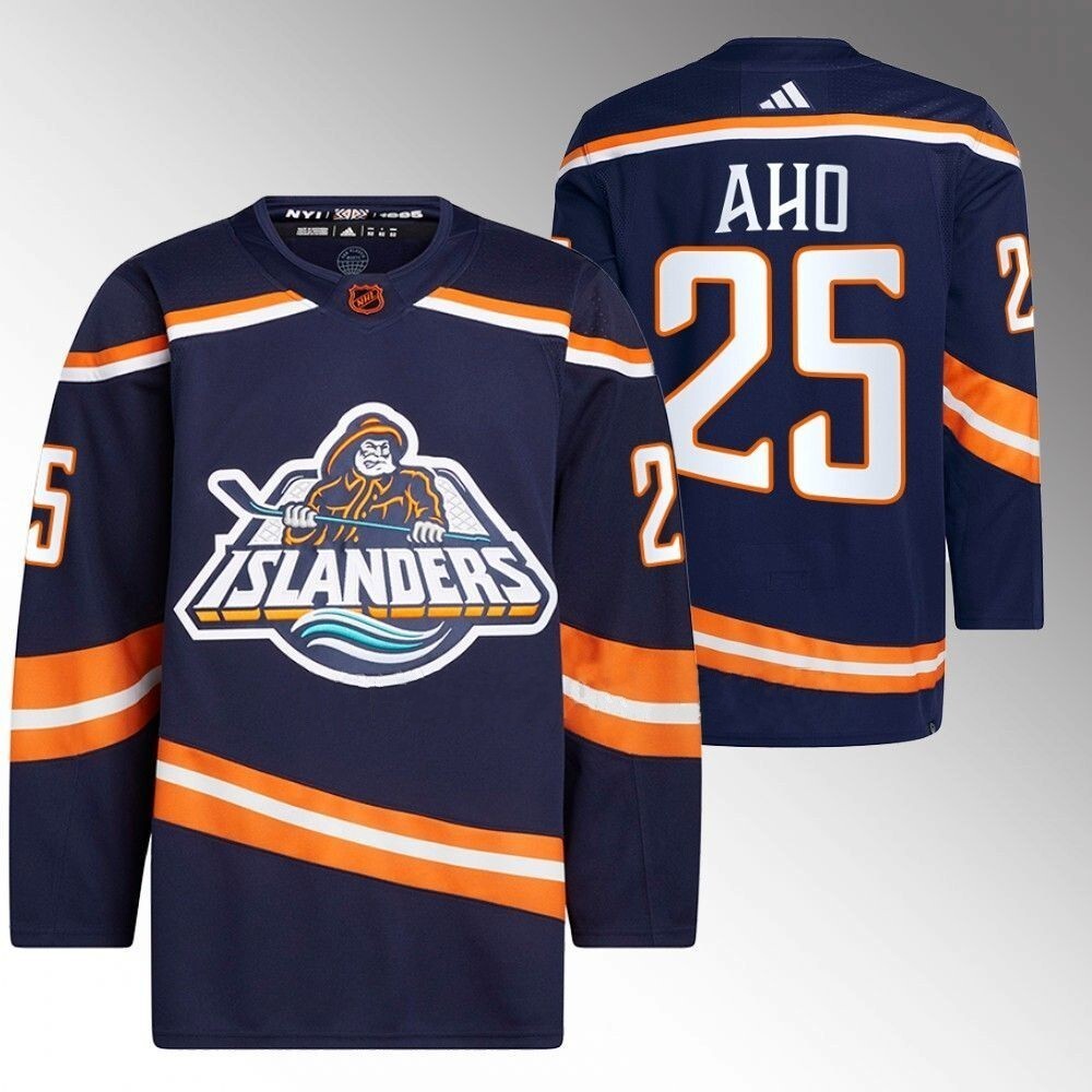 New York Islanders #25 Sebastian Aho navy 2022 reverse retro 2.0 primegreen authentic jersey
