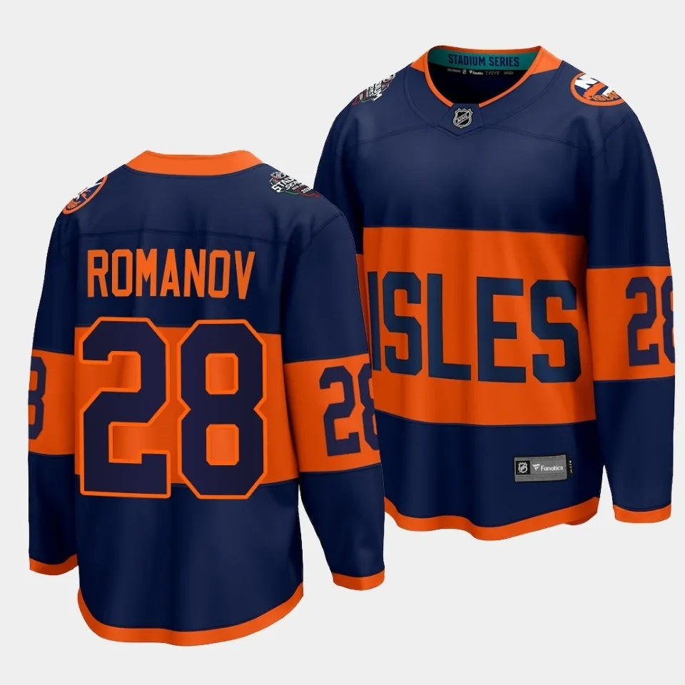 New York Islanders #28 Alexander Romanov 2024 NHL Stadium Series Jersey – Navy