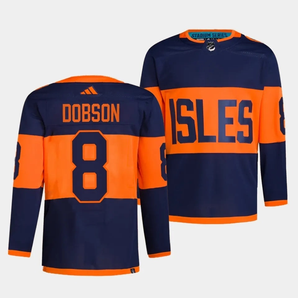 New York Islanders #8 Noah Dobson 2024 NHL Stadium Series Navy Jersey