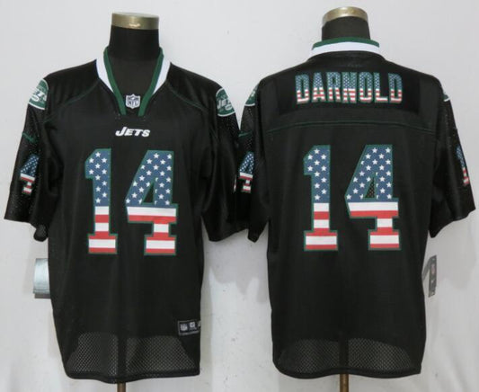 New York Jets #14 Sam Darnold USA Flag Fashion Black Elite Jerseys Style 1