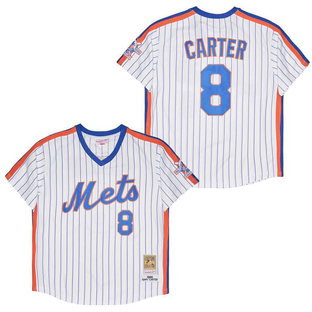New York Mets #8 Gary Carter Mets 8 White 1986 Retro