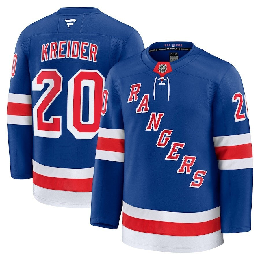 New York Rangers #20 Chris Kreider Home Premium Jersey - Blue