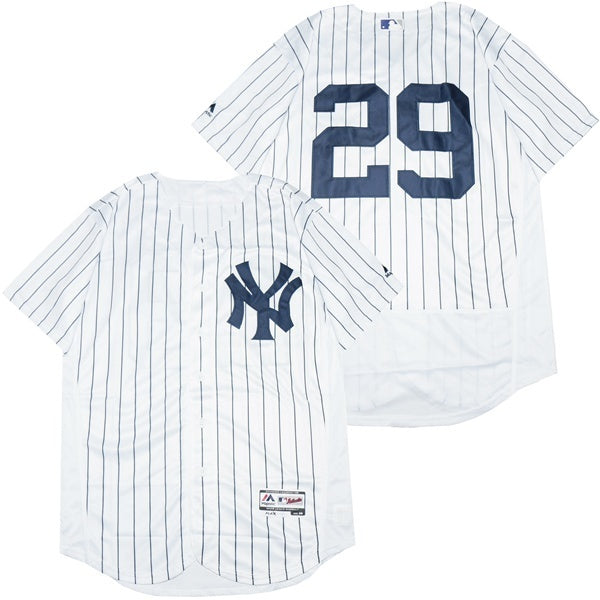 New York Yankees #29 Todd Frazier Yankees 29 White Navy Stripe Elite