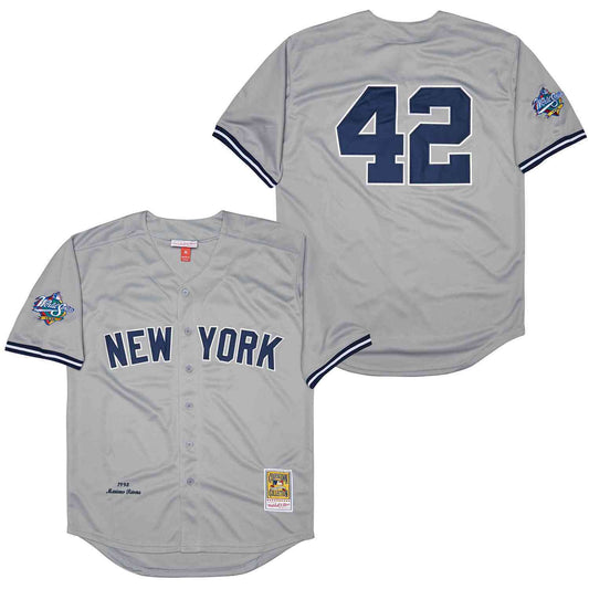 New York Yankees #42 Mariano Rivera Yankees 42 Gray 1998 Retro Style 1