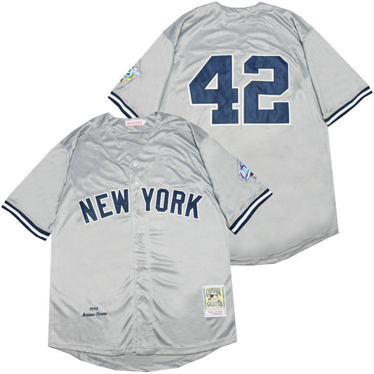 New York Yankees #42 Mariano Rivera Yankees 42 Gray 1998 Retro Style 2