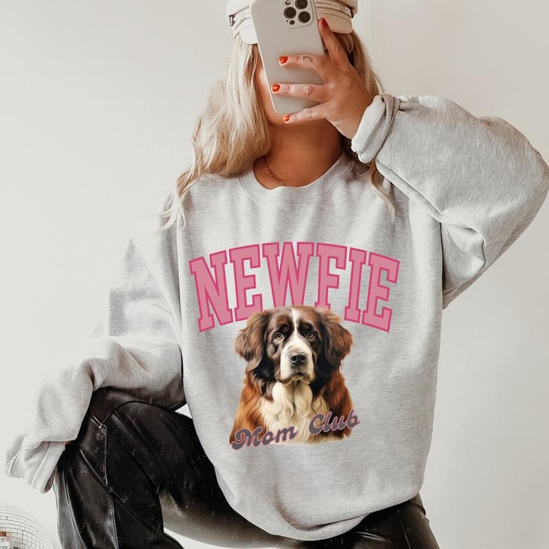Newfie Mom Club Sweatshirt ~ Sweatshirt Unisex Apparel Relaxed Fit Printed in the USA Clothing Womenswear Casual and...