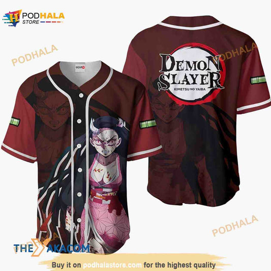 Nezuko Demon Kimetsu Anime 3D Baseball Jersey Shirt