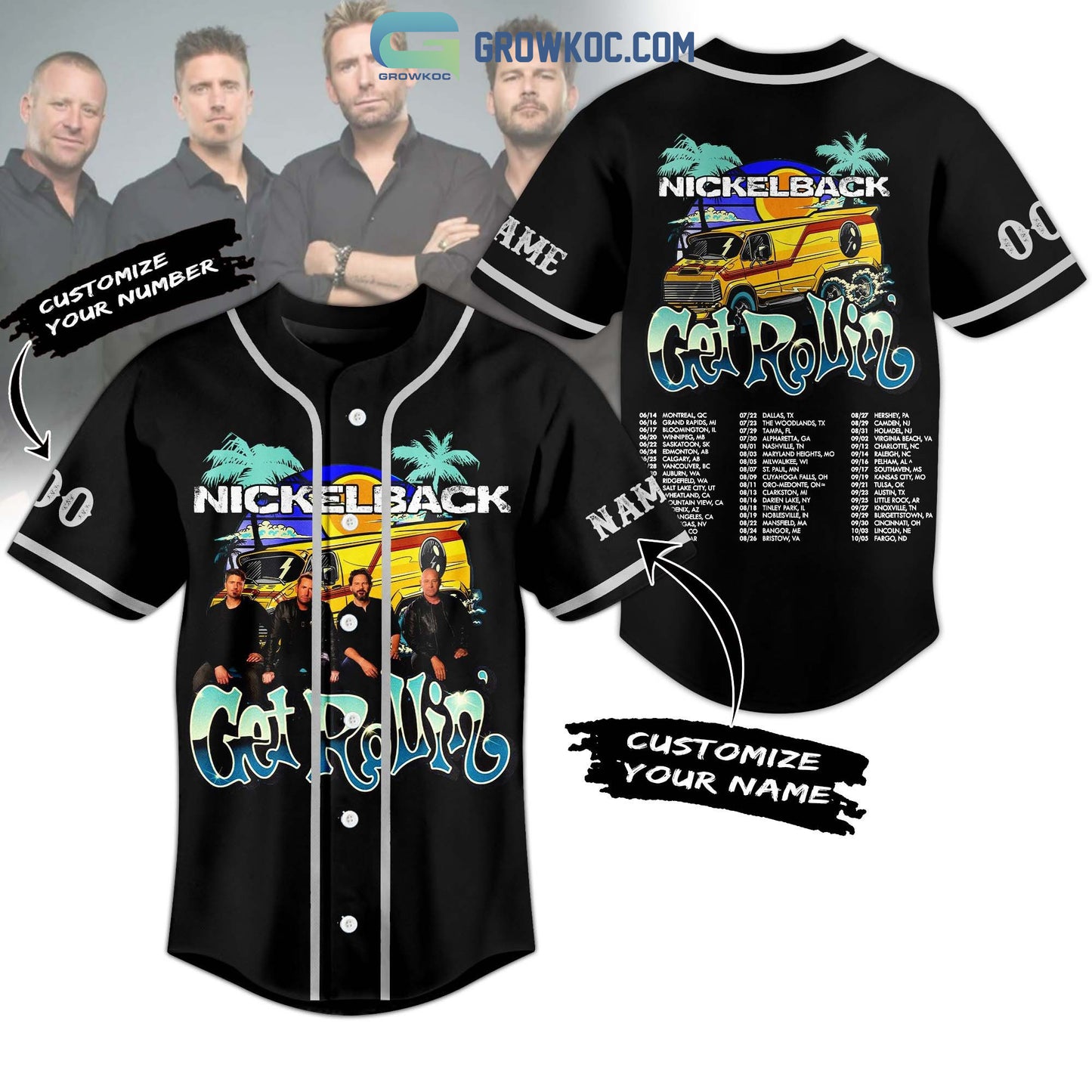 Nickelback Get Rollin Personalized Baseball Jersey