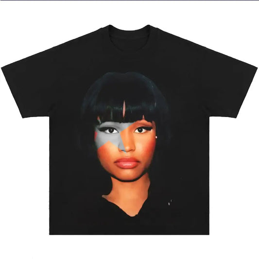 Nickii Minajs Big Head T-Shirt Vintage Rapper Graphic Tee Rap Hip Hop Y2k Merch Men Women Fans Menswear Hoodie, Sweatshirt