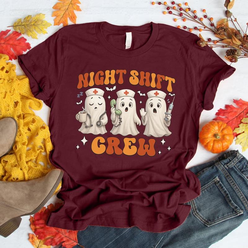 Night Shift Crew Halloween Nurse Ghost T-Shirt
