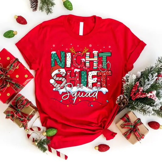 Night Shift Squad Christmas T-shirt, Christmas Nurse Shirt, Night Shift Squad Tshirt, Nursing Crew Tee, Nursing Christmas...