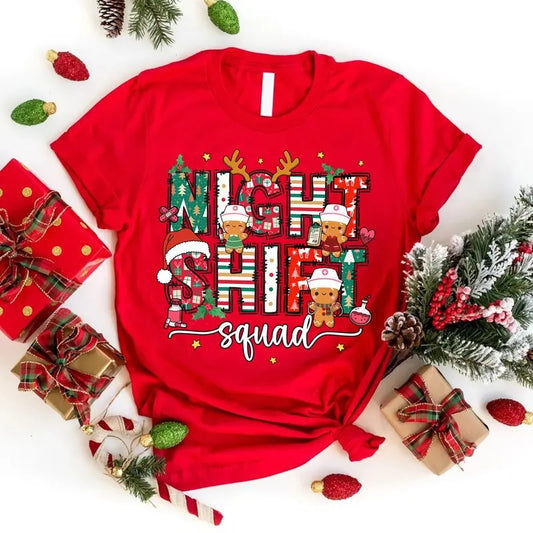 Night Shift Squad T-shirt, Christmas Nursing Shirt, Matching Christmas Shirt, Nurse Holiday Tee Hoodie, Sweatshirt