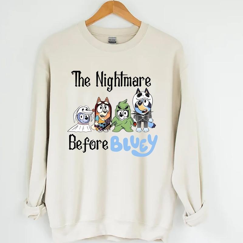 Nightmare Before Bluey Heeler Sweatshirt, The Nightmare Before Bluey Shirt, Bluey Family Sweatshirt, Bluey Halloween...