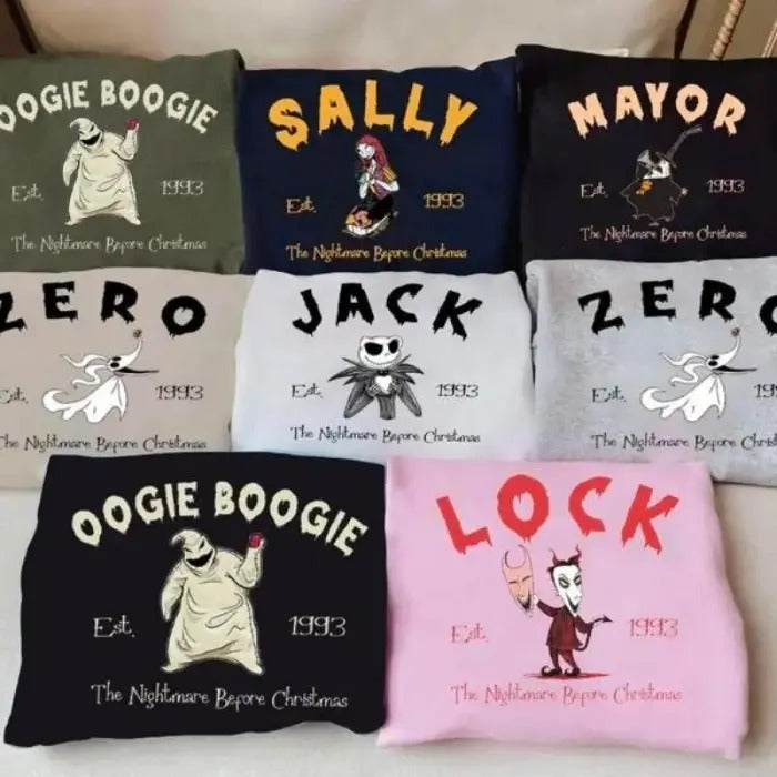 Nightmare Before Christmas Characters Sweatshirt, Jack Skellington Crewneck, Jack and Sally Shirt, Sally Sweatshirt,...