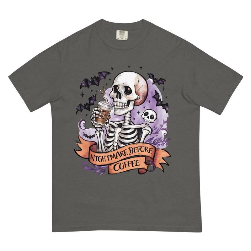 Nightmare Before Coffee Shirt, Fall Coffee Shirt, Pumpkin Spice Coffee shirt, Comfort Colors Halloween Shirt, Casual...