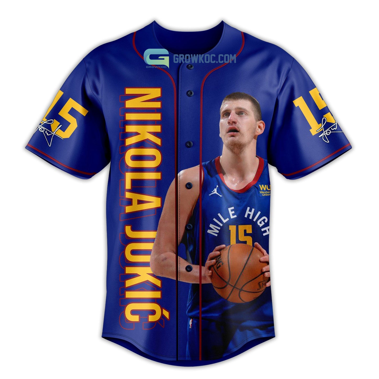 Nikola Jokic 15 NBA Finals MVP Season 2023 Blue Design Baseball Jersey