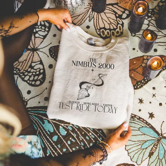 Nimbus 2000 Crewneck, Bookish Merch, Wizard School Inspired Gift,Dark Romance Gifts, Book Lovers Gifts, Booktok Merch,...