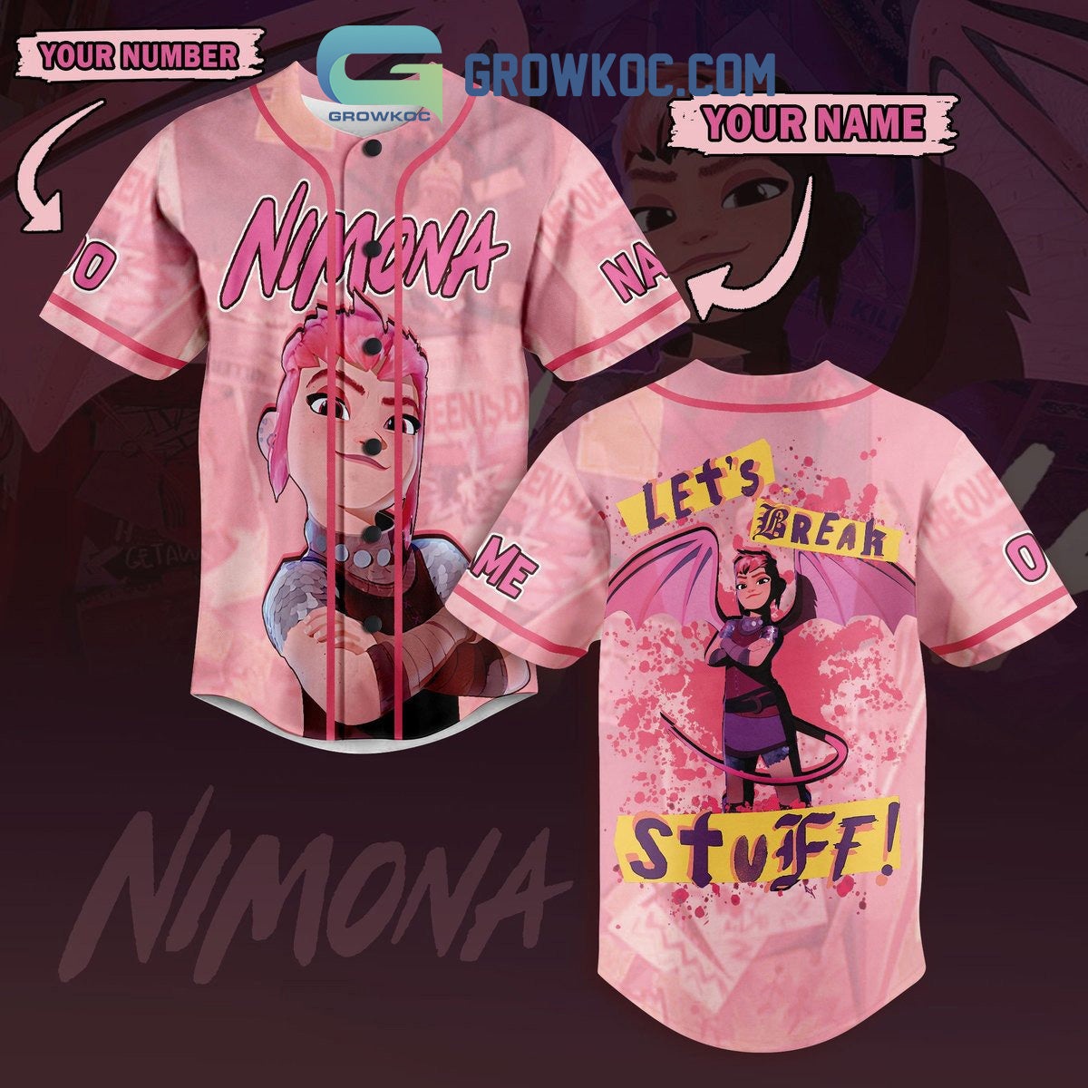 Nimona Let’s Break Stuff Personalized Baseball Jersey