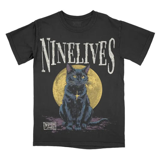 Nine lives Black Cat Comfort Colors Unisex T-shirt Gothic Alternative Fashion Cat Lover Hoodie, Sweatshirt | WearSparks.com