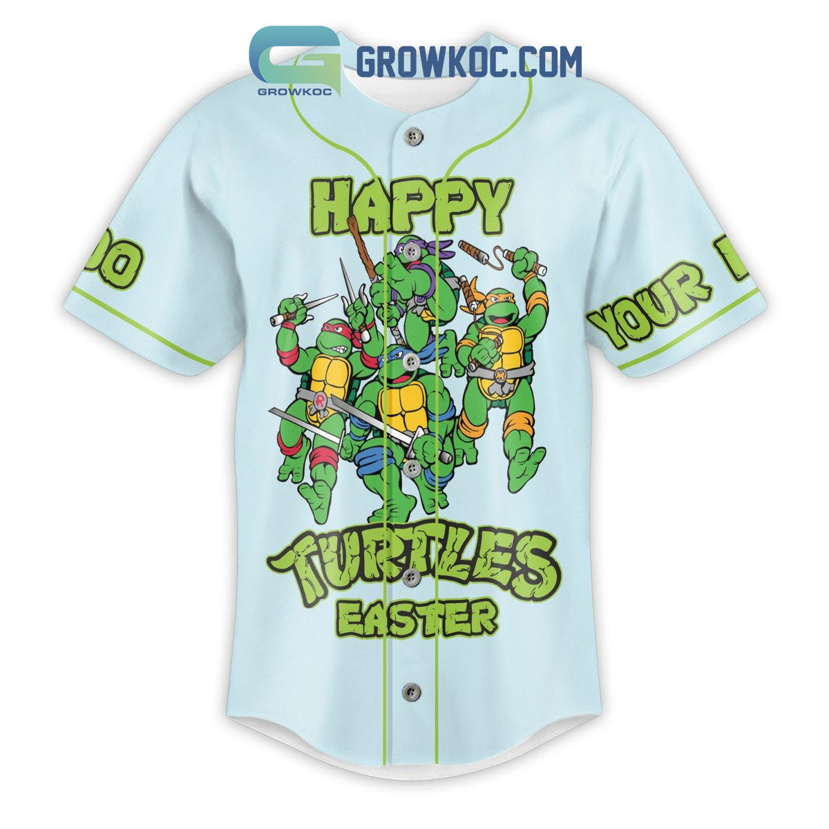 Ninja Turtles Easter Is More Fun With My Peeps Blue Personalized Baseball Jersey