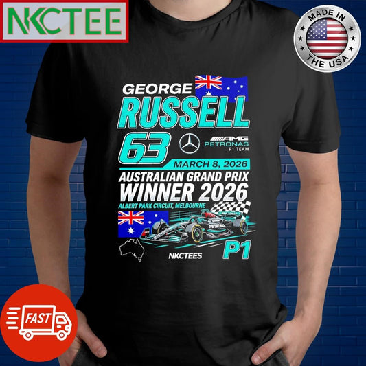 Nkctees George Russell P1 Australian GP 2026 Champion T-Shirt – Black Streetwear Edition