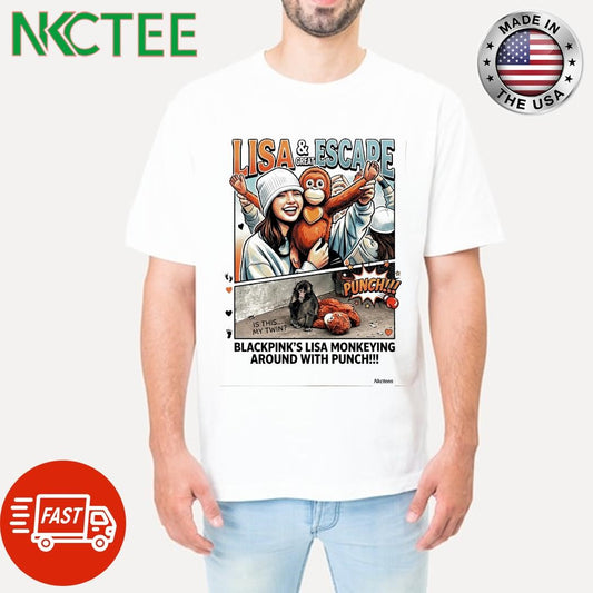 Nkctees Lisa Blackpink Monkeying Around With Punch T-Shirt – 100% Premium Cotton – Streetwear Style