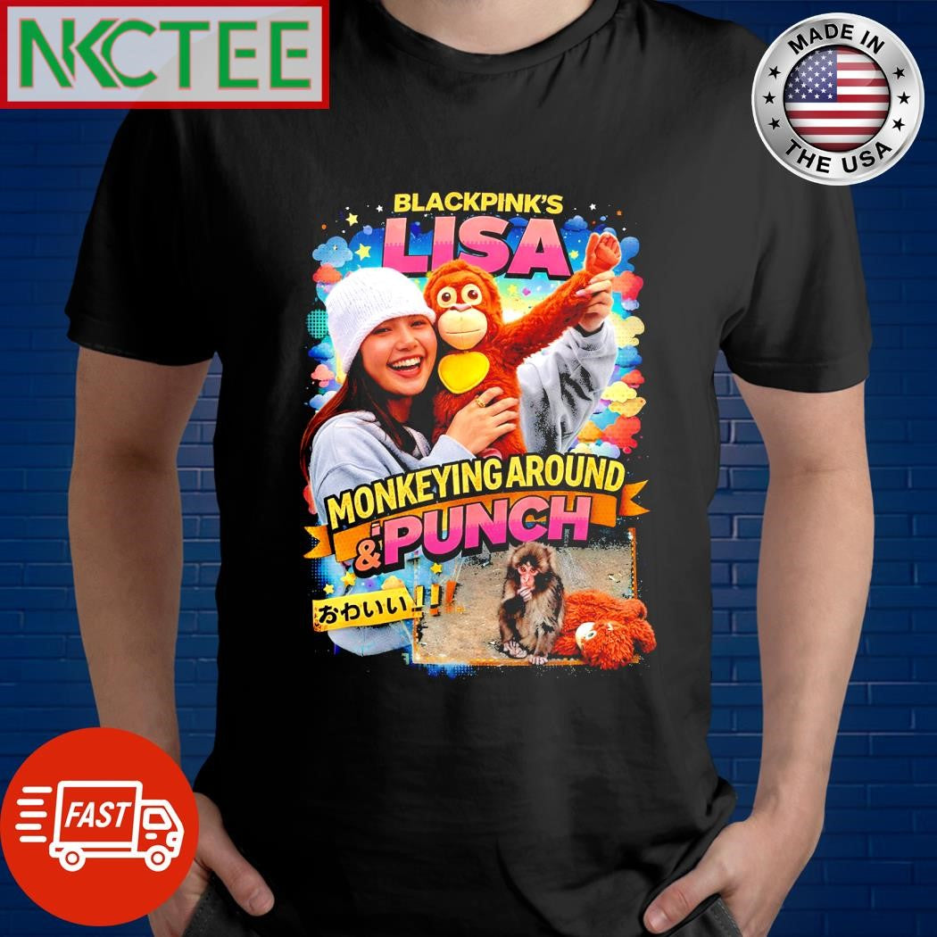 Nkctees Viral Monkey &amp; Punch Meme with Lisa Blackpink tee
