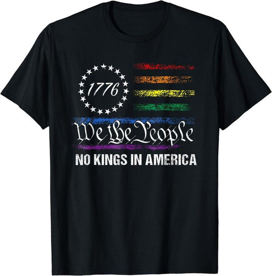 No Kings In America We The People Political Flag Men Women T-Shirt | Unisex Cotton Tee Gift, Crewneck, Short Sleeve...