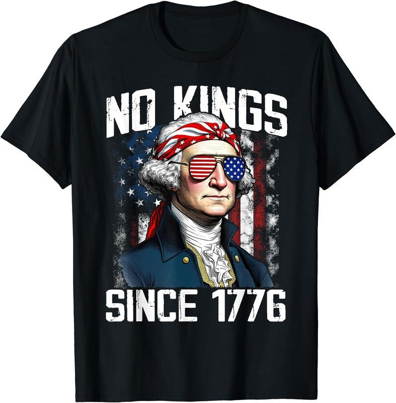 No Kings in America Since 1776 Distressed USA Flag Vintage T-Shirt | Unisex Cotton Tee Gift, Crewneck, Short Sleeve...