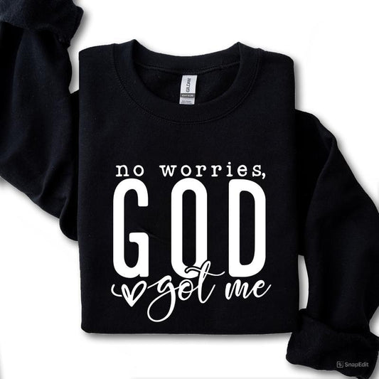 No Worries, GOD Love Got Me Sweatshirt, Women's Letter Print Drop  Sweatshirt, Women's Clothes for Daily Wear, Unisex...