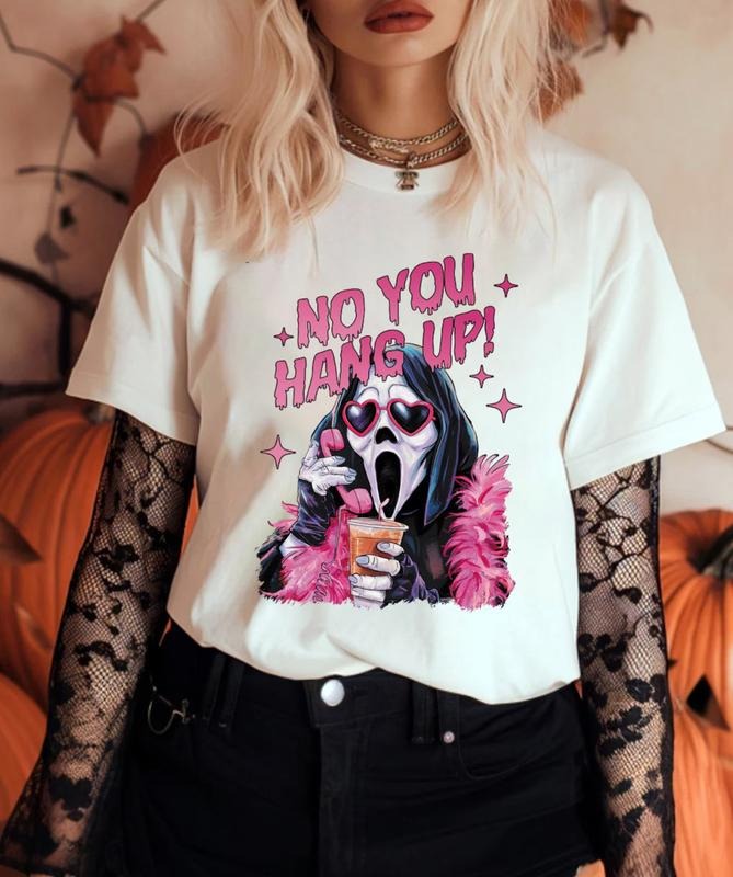 No You Hang Up Retro Halloween Scream Shirt, , Halloween Graphic Tee, Ghost Face Shirt, Horror Movie Shirt Hoodie, Sweatshirt