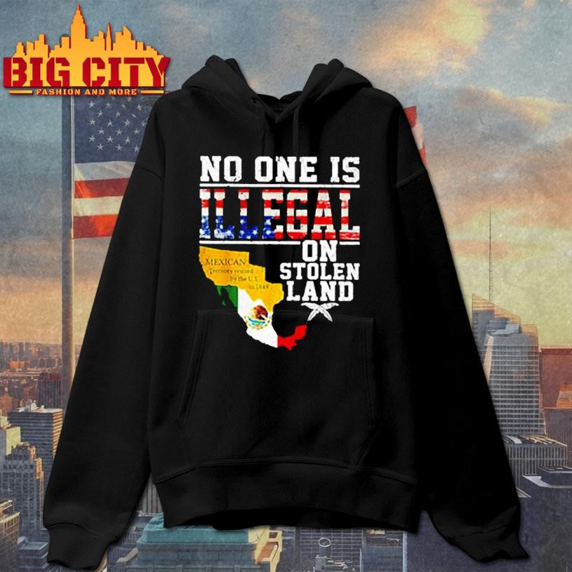 No one is illegal on stolen land classis Mexico map and flag shirt