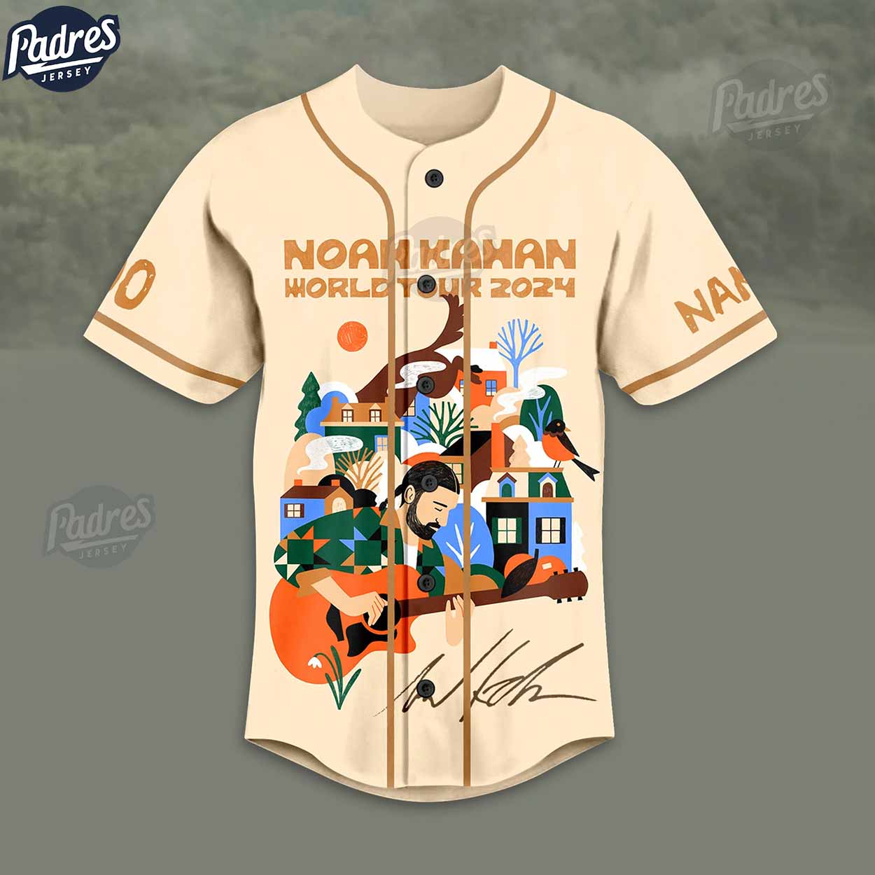 Noah Kahan 2024 Tour Custom Baseball Jersey Fan Gear - Padres Jersey Oasis: Elevate Your Baseball Style Game... (Image 2)