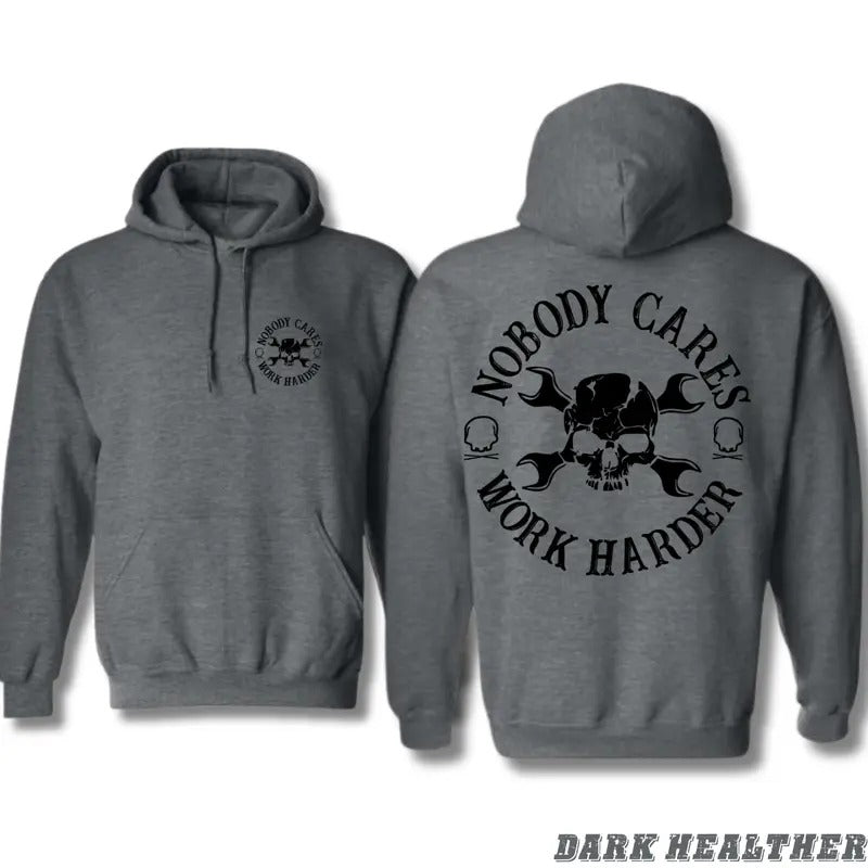 Nobody Cares Work Harder Hoodie - Bold Skull Graphics and Tough Motto for Skilled Workers, Perfect for Blue-Collar Heroes...