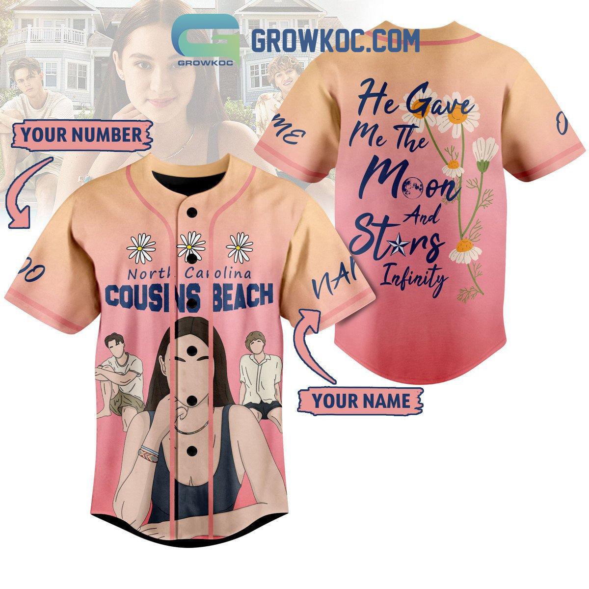 North Carolina Cousins Beach Personalized Baseball Jersey