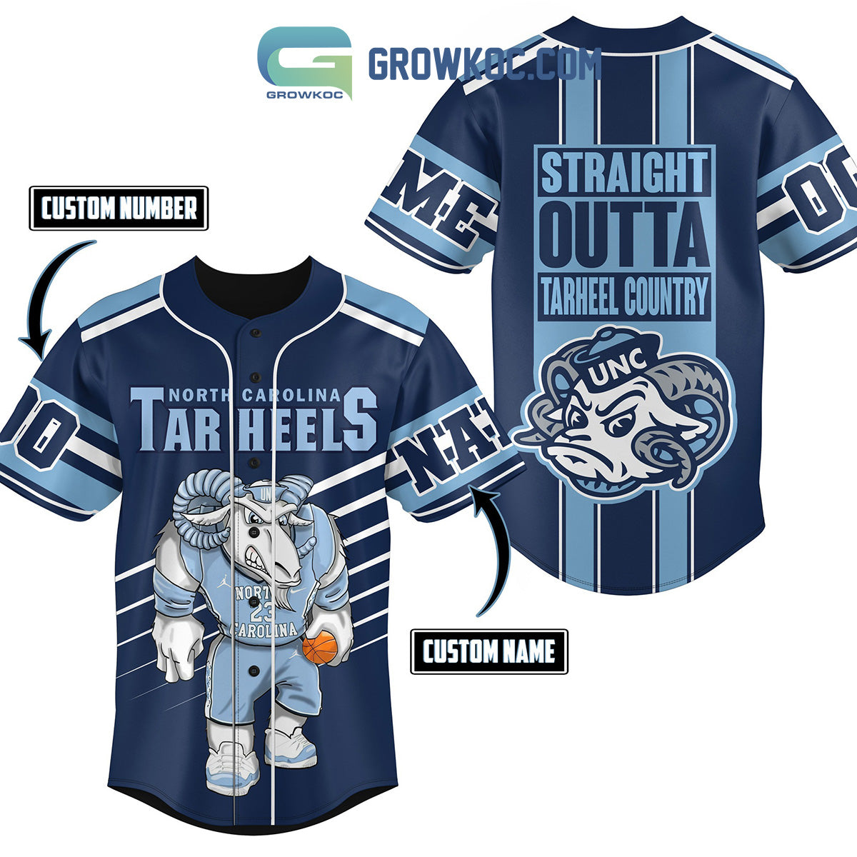 North Carolina Tar Heels Straight Outta Country Personalized Baseball Jersey