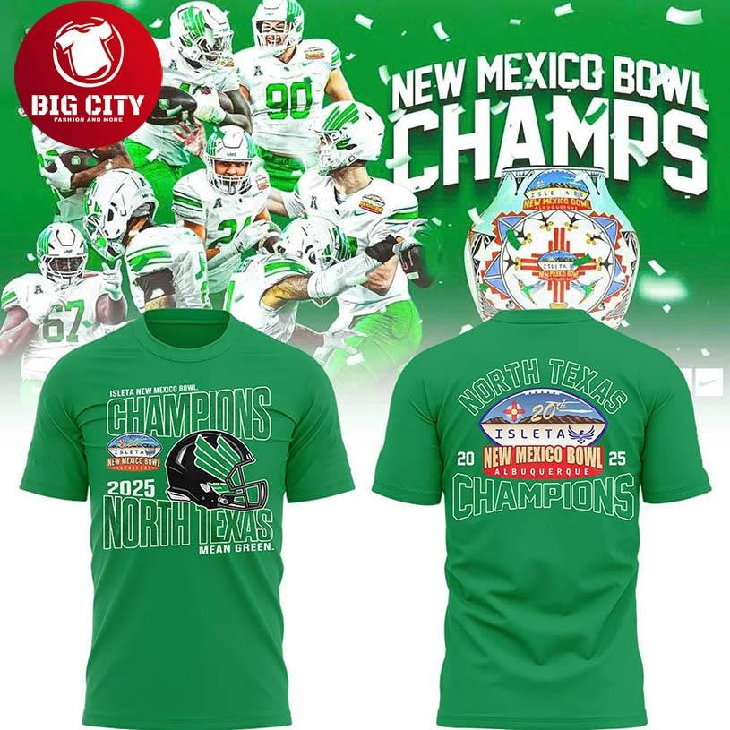 North Texas Mean Green New Mexico Bowl 2025 Champions Two Sided Shirt