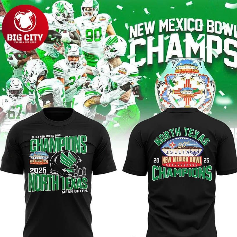 North Texas Mean Green New Mexico Bowl Champs 2025 Two Sided Shirt
