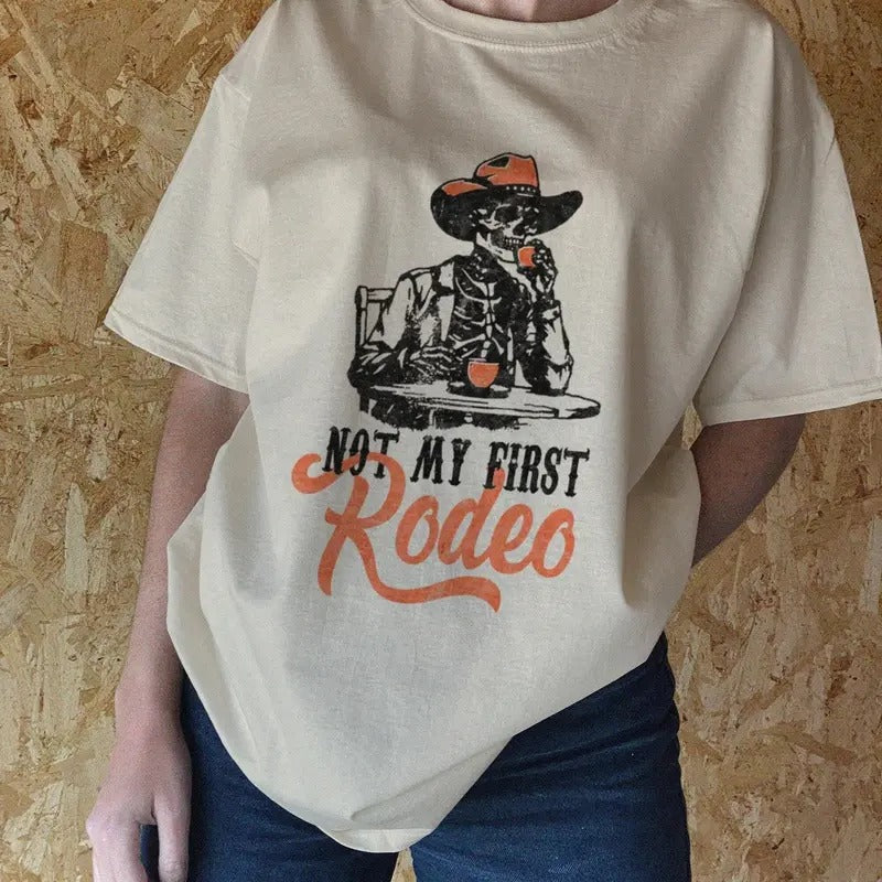 Not My First Rodeo Shirt, Rodeo 90s Cowboy T-Shirt, Vintage 2000s Graphic Western Shirt, Rodeo Relaxed Adult Unisex...