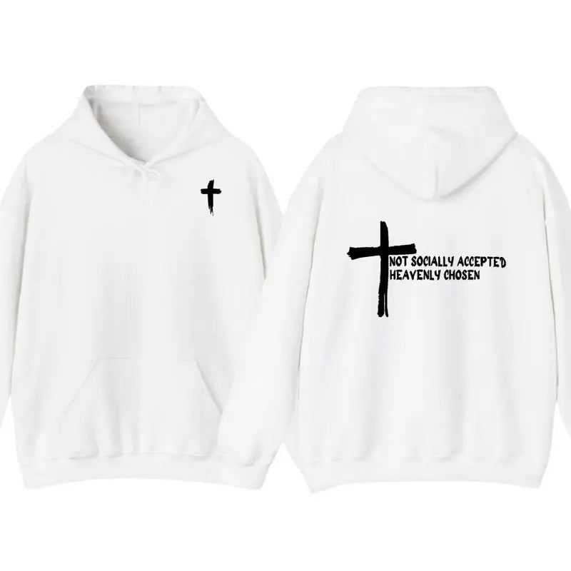 Not Socially Accepted But Heavenly Chosen Christian Hoodie T-Shirt, Cross Hoodie, Christian Apparel For Men For Women...