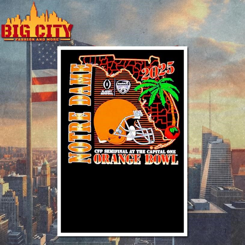 Notre Dame Fighting CFP Semifinal Irish Orange Bowl 2026 helmet state Shirt