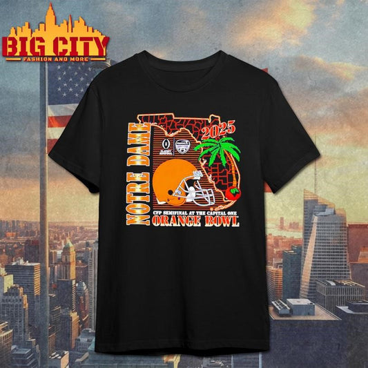 Notre Dame Fighting CFP Semifinal Irish Orange Bowl 2026 helmet state Shirt