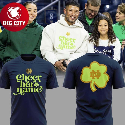 Notre Dame Fighting Irish Cheer Her Name 2026 Golden Anniversary Two Sided Shirt