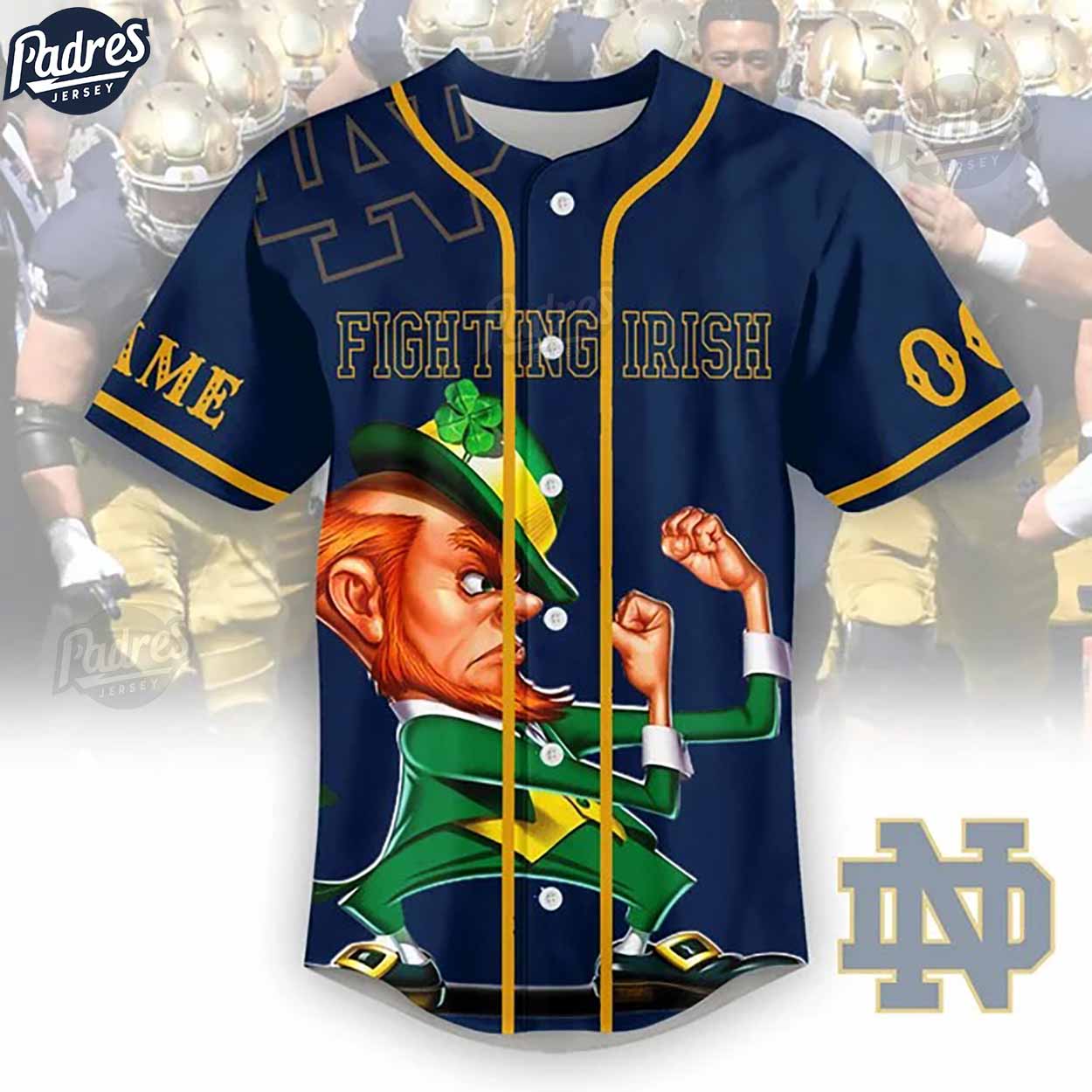Notre Dame Fighting Irish Football Custom Baseball Jersey Style - Padres Jersey Oasis: Elevate Your Baseball... (Image 2)